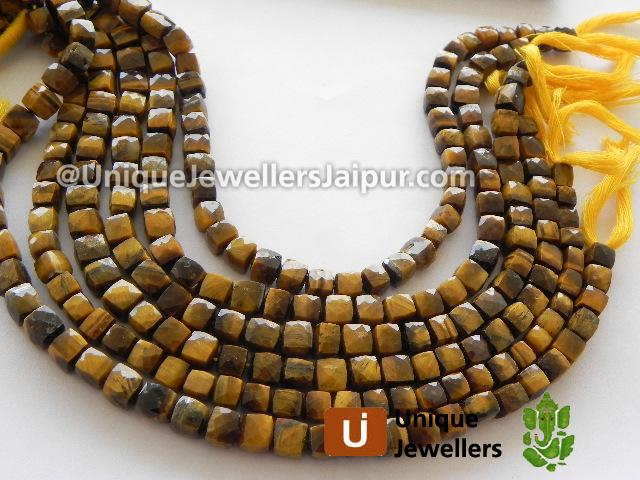 Tiger Eye Faceted Cube Beads
